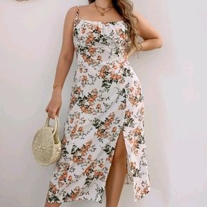 Plus Floral Sexy Midi Dress